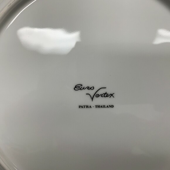 Euro Vertex Patra Dinner Plate Thailand White with Black Yellow Diamonds Trim - Picture 5 of 5